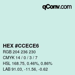 カラーコード: HEX #CCECE6 | qconv.com