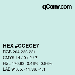 Color code: HEX #CCECE7 | qconv.com