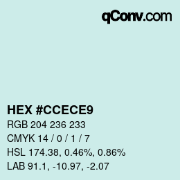 カラーコード: HEX #CCECE9 | qconv.com