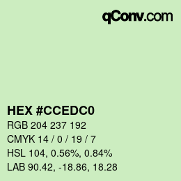 Color code: HEX #CCEDC0 | qconv.com