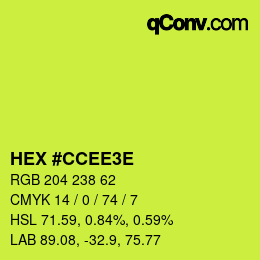 Color code: HEX #CCEE3E | qconv.com