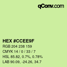 Color code: HEX #CCEE9F | qconv.com