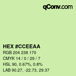 Color code: HEX #CCEEAA | qconv.com