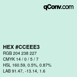 Color code: HEX #CCEEE3 | qconv.com