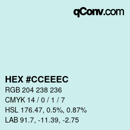 カラーコード: HEX #CCEEEC | qconv.com