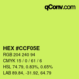 Color code: HEX #CCF05E | qconv.com