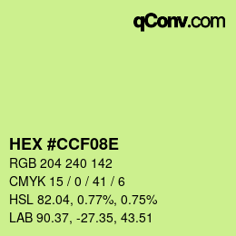 Color code: HEX #CCF08E | qconv.com