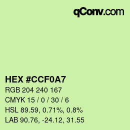 Color code: HEX #CCF0A7 | qconv.com