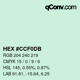 颜色代码: HEX #CCF0DB | qconv.com