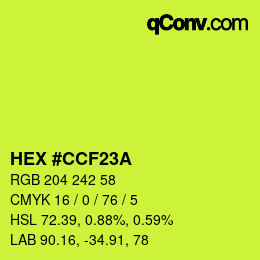 カラーコード: HEX #CCF23A | qconv.com