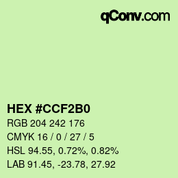 Color code: HEX #CCF2B0 | qconv.com