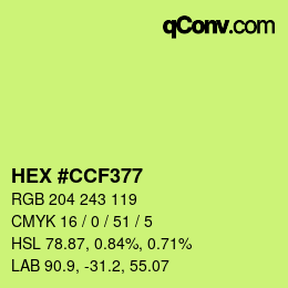 Farbcode: HEX #CCF377 | qconv.com