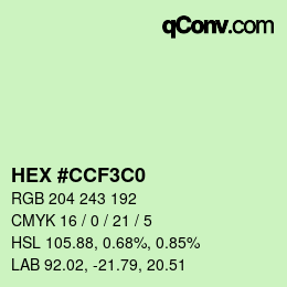 Farbcode: HEX #CCF3C0 | qconv.com