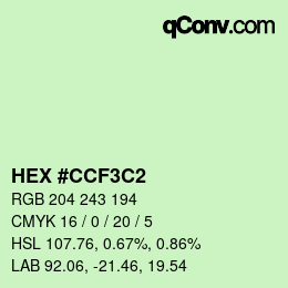 Color code: HEX #CCF3C2 | qconv.com