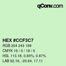 Color code: HEX #CCF3C7 | qconv.com