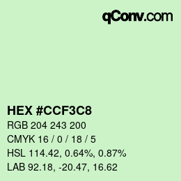 Color code: HEX #CCF3C8 | qconv.com