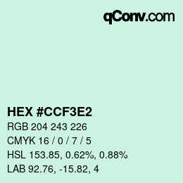 Color code: HEX #CCF3E2 | qconv.com