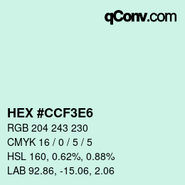 Color code: HEX #CCF3E6 | qconv.com