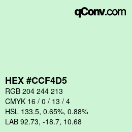 カラーコード: HEX #CCF4D5 | qconv.com