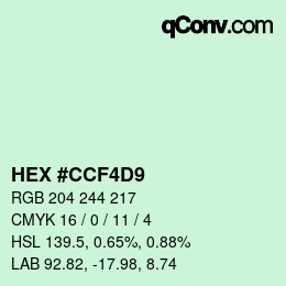 Color code: HEX #CCF4D9 | qconv.com