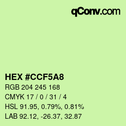 Farbcode: HEX #CCF5A8 | qconv.com