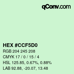 Color code: HEX #CCF5D0 | qconv.com