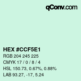 Farbcode: HEX #CCF5E1 | qconv.com