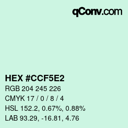 Color code: HEX #CCF5E2 | qconv.com