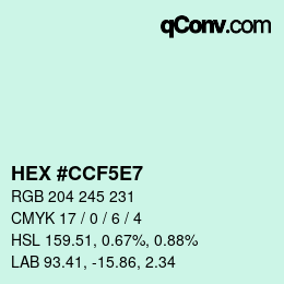 Color code: HEX #CCF5E7 | qconv.com