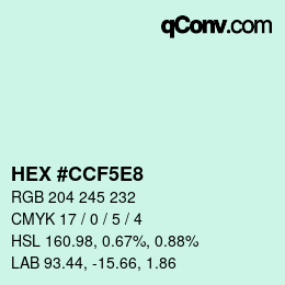Farbcode: HEX #CCF5E8 | qconv.com