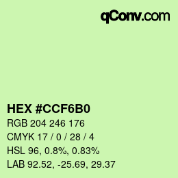 Color code: HEX #CCF6B0 | qconv.com