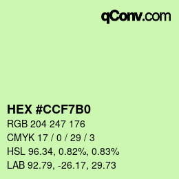 Color code: HEX #CCF7B0 | qconv.com