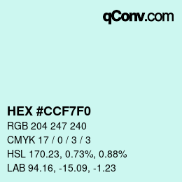 Color code: HEX #CCF7F0 | qconv.com