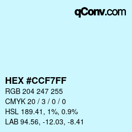 Color code: HEX #CCF7FF | qconv.com