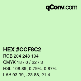 Color code: HEX #CCF8C2 | qconv.com