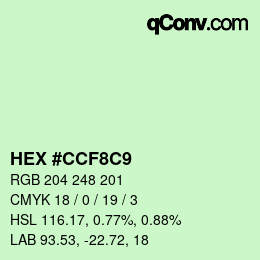 Color code: HEX #CCF8C9 | qconv.com