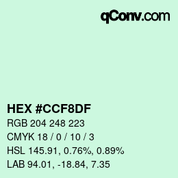Color code: HEX #CCF8DF | qconv.com