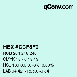 Color code: HEX #CCF8F0 | qconv.com