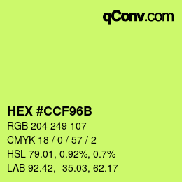 Color code: HEX #CCF96B | qconv.com