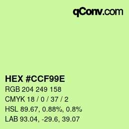 Color code: HEX #CCF99E | qconv.com