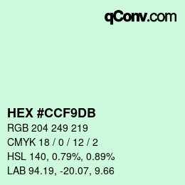 カラーコード: HEX #CCF9DB | qconv.com