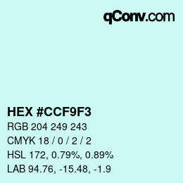 Color code: HEX #CCF9F3 | qconv.com