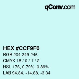 Color code: HEX #CCF9F6 | qconv.com