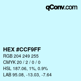 Color code: HEX #CCF9FF | qconv.com