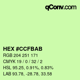 Color code: HEX #CCFBAB | qconv.com