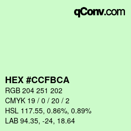 Color code: HEX #CCFBCA | qconv.com