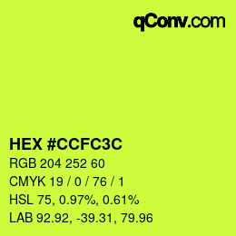 颜色代码: HEX #CCFC3C | qconv.com