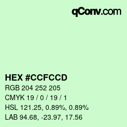 Color code: HEX #CCFCCD | qconv.com