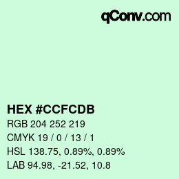Color code: HEX #CCFCDB | qconv.com