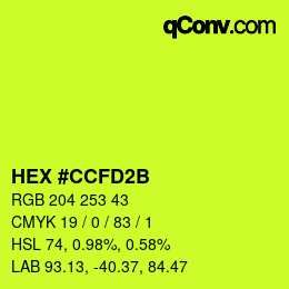 颜色代码: HEX #CCFD2B | qconv.com
